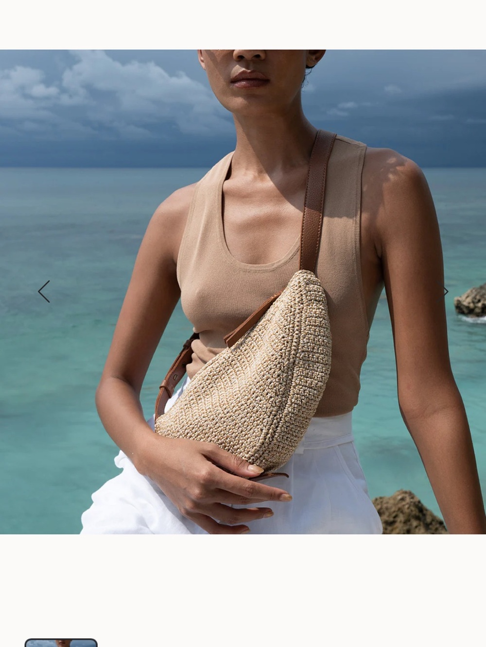 The Sak Woven Straw Sling with Brown Leather Strap - Picture 2 of 8